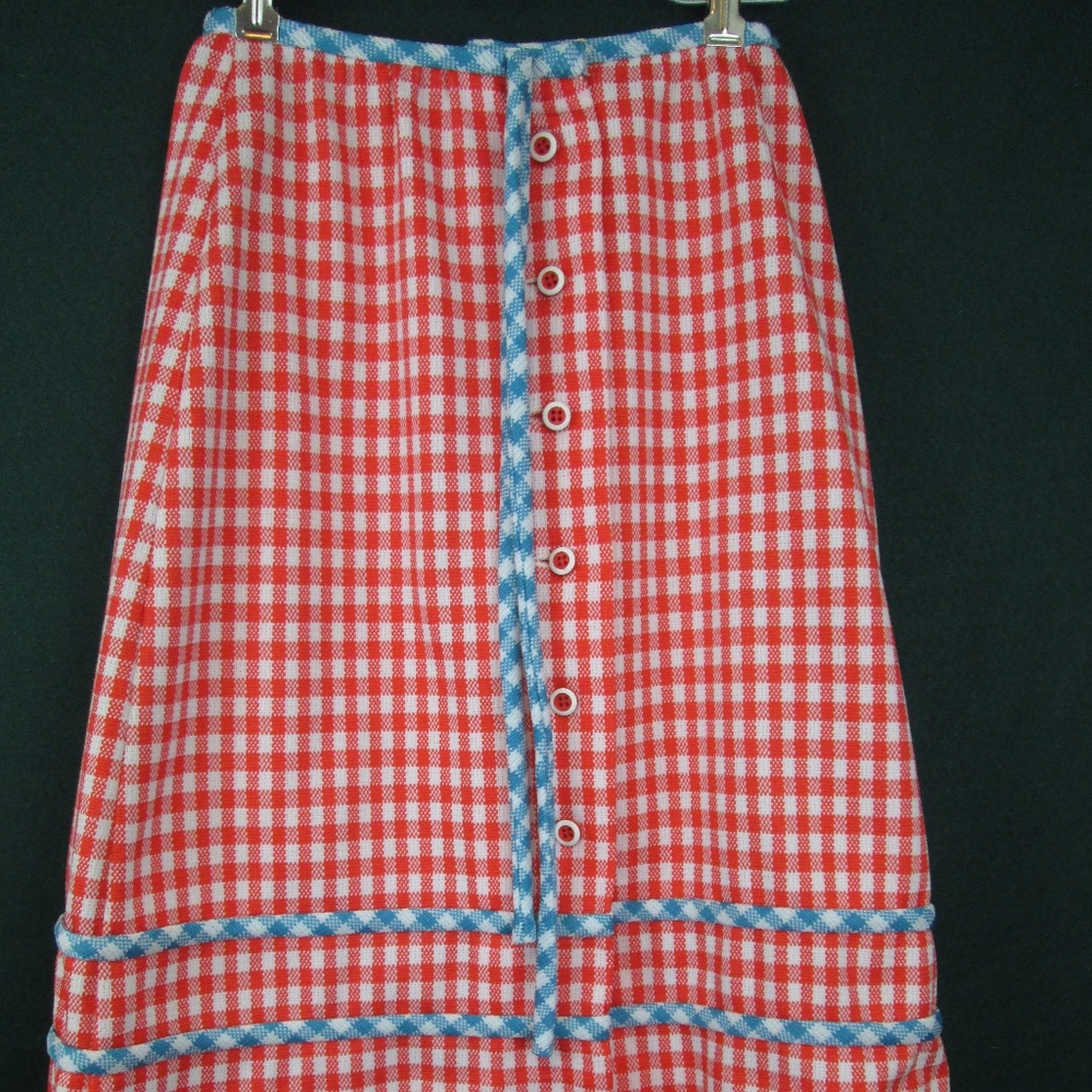 Vintage 1970's Gingham Double Knit Skirt 24"